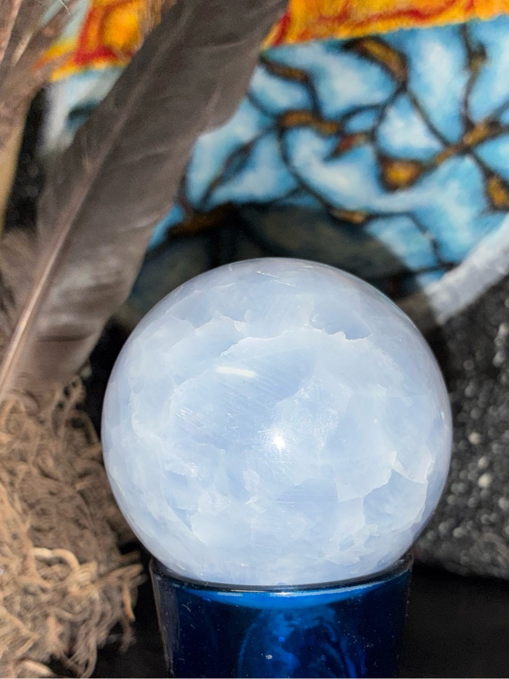 Light Blue Polished Calcite Sphere